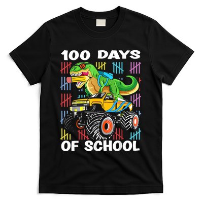100th Day Of School 100 Days School Truck Dinosaur T-Shirt