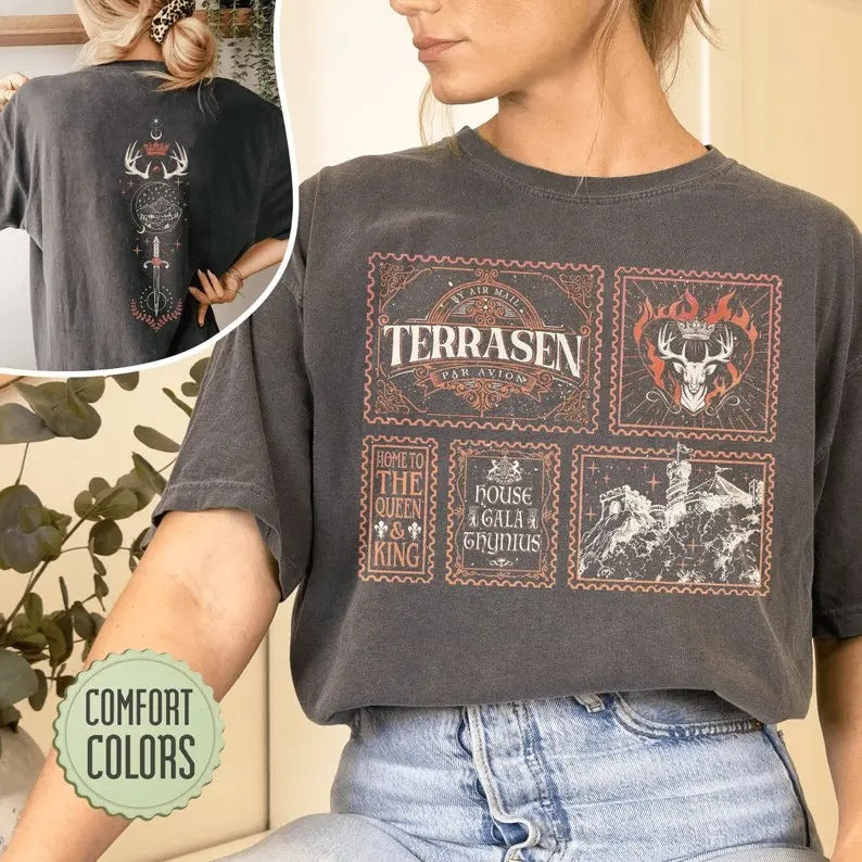 2 slides, Throne Of Glass Fan Shirt Design, Aelin Galathynius T-shirt, To Whatever End shirt, Fireheart Aelin Digital, Gift For Book Lover