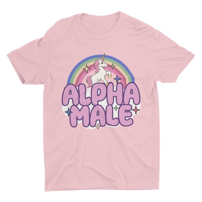 Alpha Male Unicorn Graphic Print Cotton T-Shirt for Men, Summer and All Seasons Menswear Soft