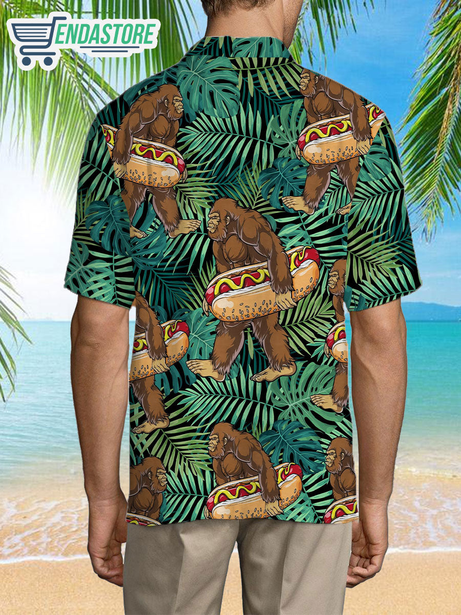 Bigfoot Hot Dog Tropical Hawaiian Shirt