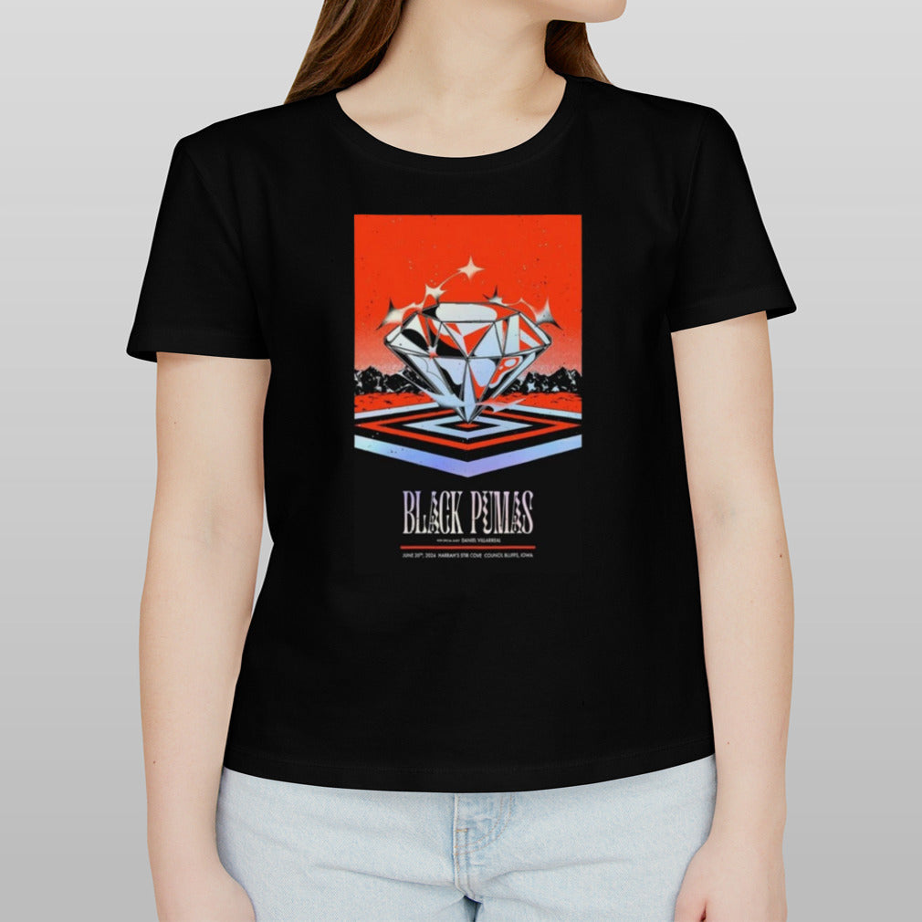 Black Pumas June 20 2024 Harrah’s Stir Cove Council Bluffs, Iowa Tour Poster Shirt