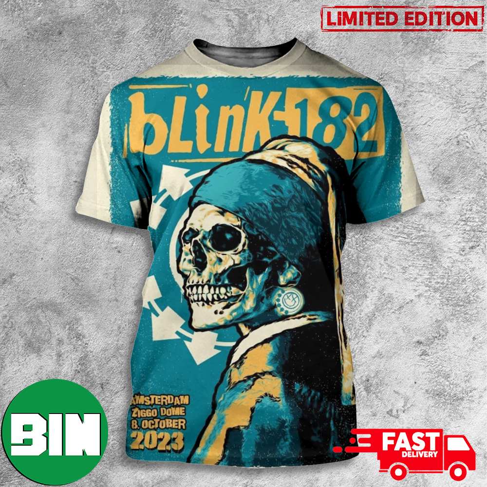 Blink 182 Event Poster Sunday October 8 2023 Ziggo Dome Amsterdam Netherlands World Tour 3D T-Shirts