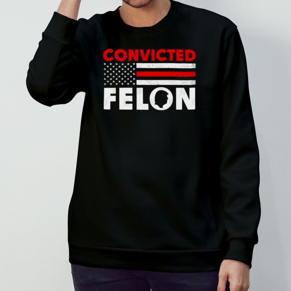 Convicted Felon Funny Trump 2024 T-American Flag shirt