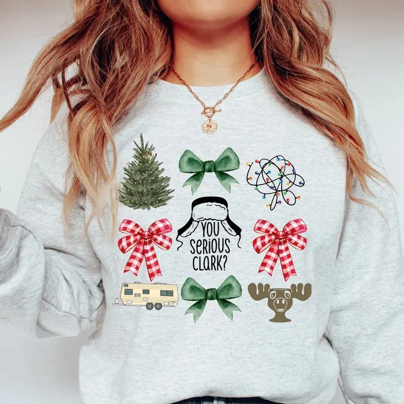 Coquette Christmas Sweatshirt, Christmas Deer Sweatshirt, Christmas Bow, Christmas Tree, Christmas Lights Sweater, Cute Christmas Sweatshirt, Winter Holiday Shirt, Xmas Christmas Gift Shirt