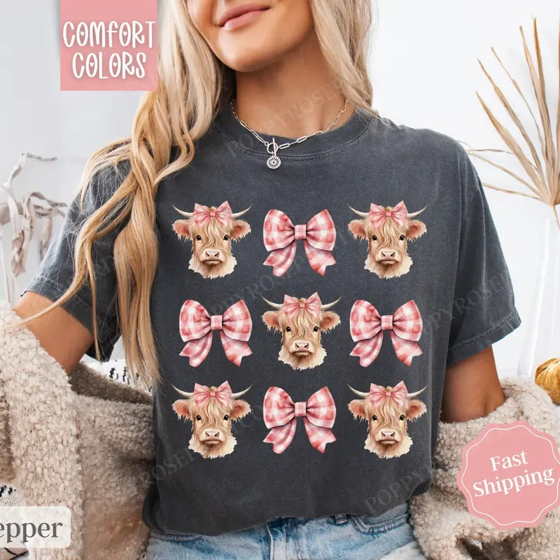 Coquette Cow Shirt Comfort Colors, Farm Tee, Women's Graphic Tshirt