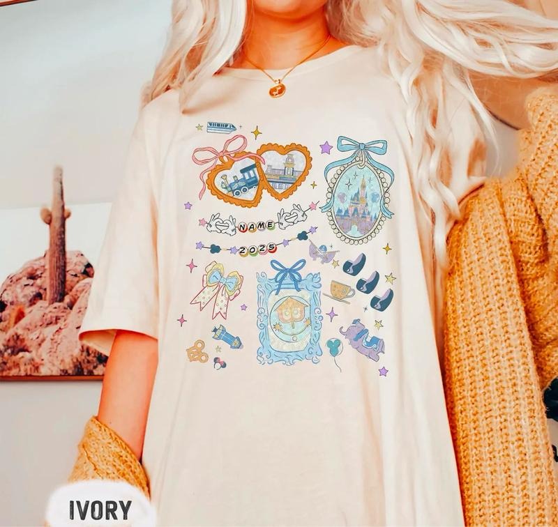 Custom Name Coquette Bow Castle Shirt, Magic Kingdom Shirt, Magic Park Family Vacation 2025 Sweatshirt, Girl Trip Tee, Princess Shirt