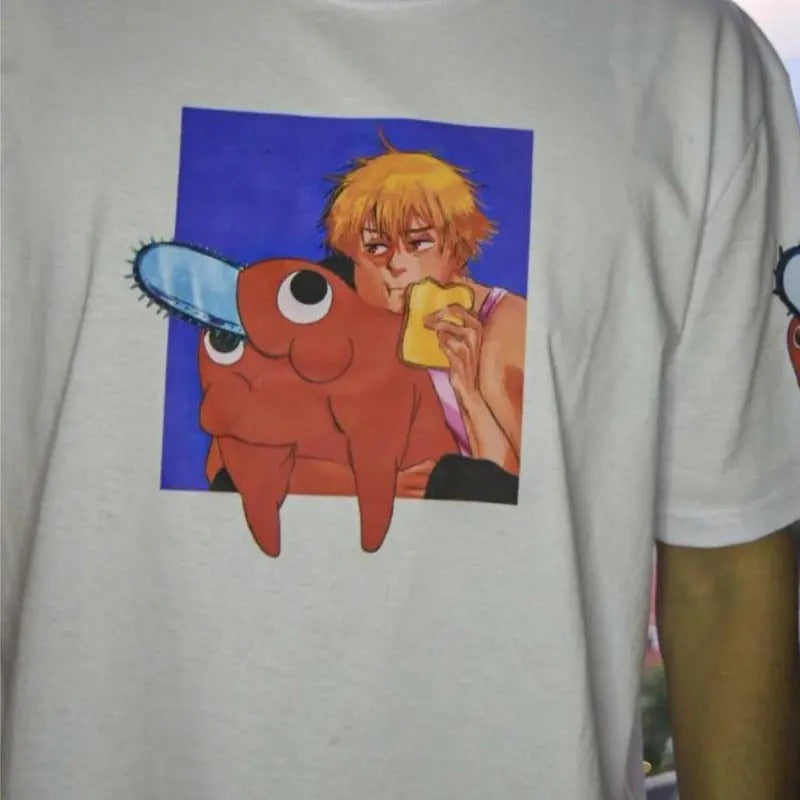 DOG AND CHAINSAW T-Shirt, Anime T-Shirt, Cute Shirt, Vintage Unisex Graphic T-Shirt
