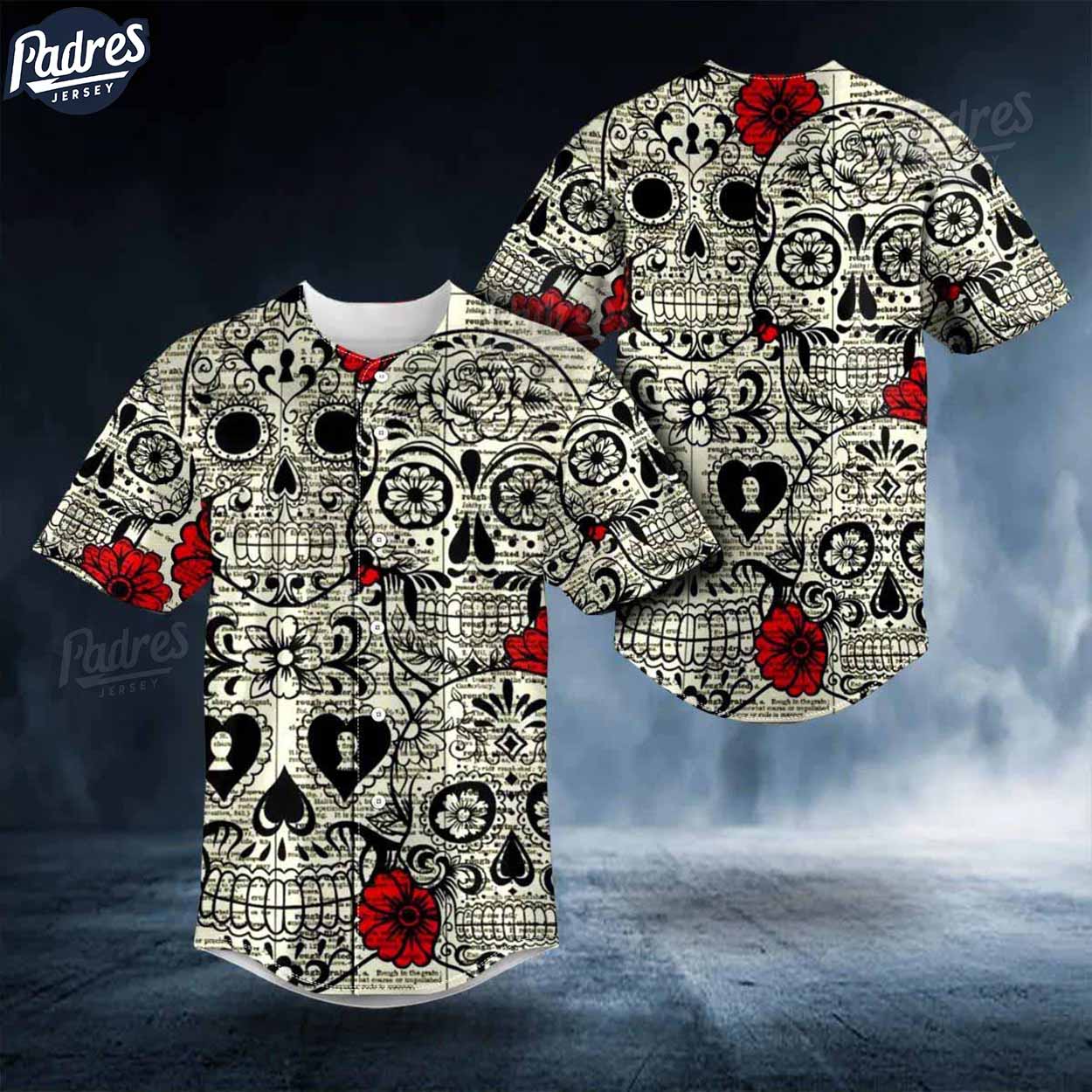 Day Of The Dead Pattern Skull Baseball Jersey 3D Style - Padres Jersey Oasis: Elevate Your Baseball Style Game