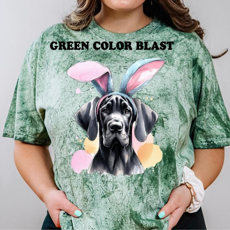 Easter Black Great Dane Shirt ~ Unisex Apparel Relaxed Fit Printed In The USA Clothing Womenswear Casual Comfort Cotton Top Athletic Boho Chic