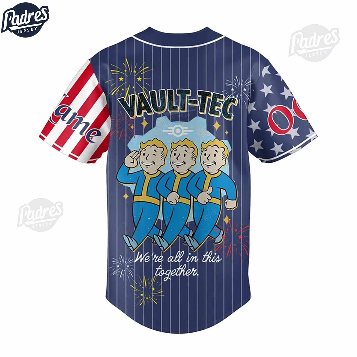 Fallout Celebrate 300 Years Of FREEDOM With Vault-Tec Baseball Jersey - Padres Jersey Oasis: Elevate Your Baseball Style Game