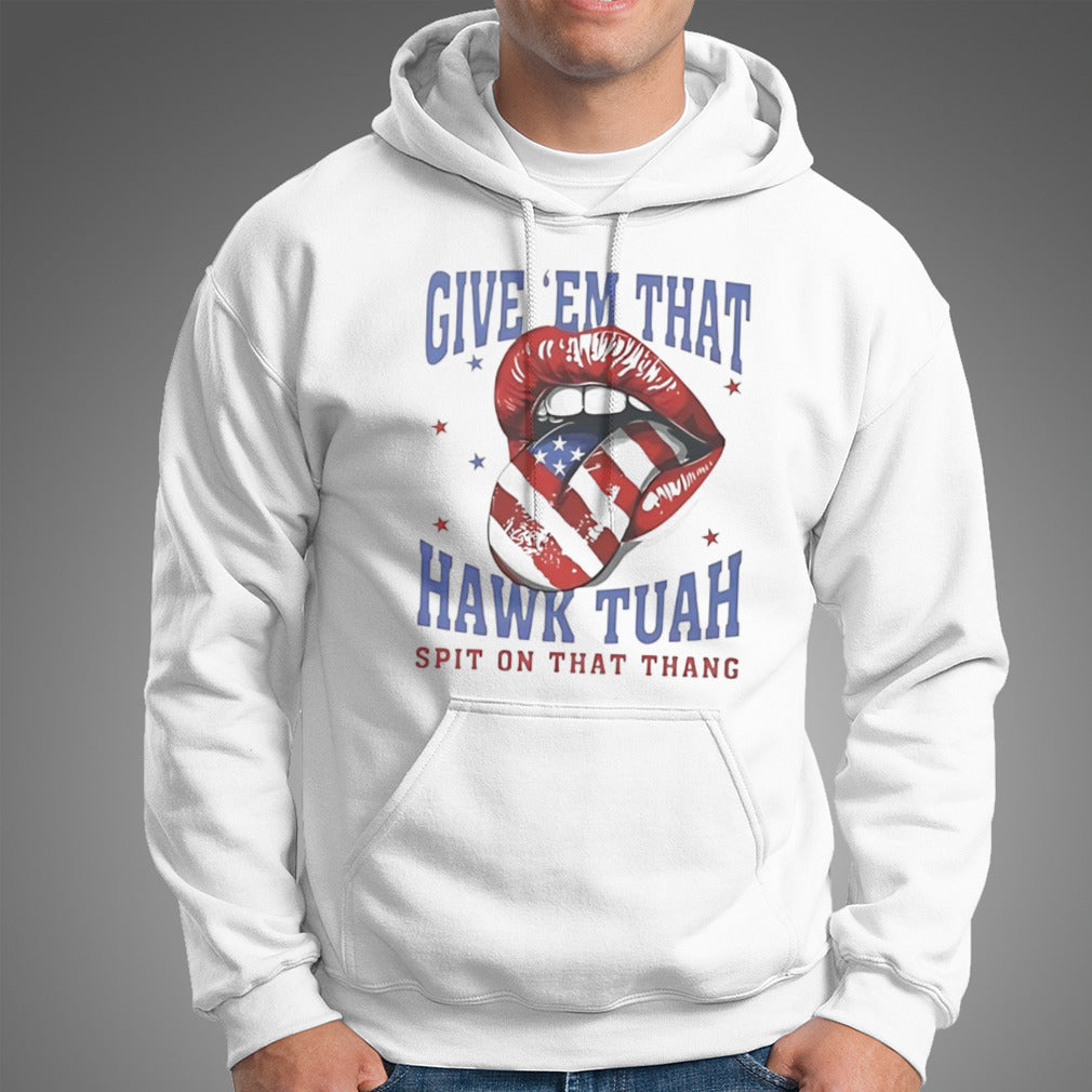 Give em that Hawk Tuah spit on that thang USA lips shirt