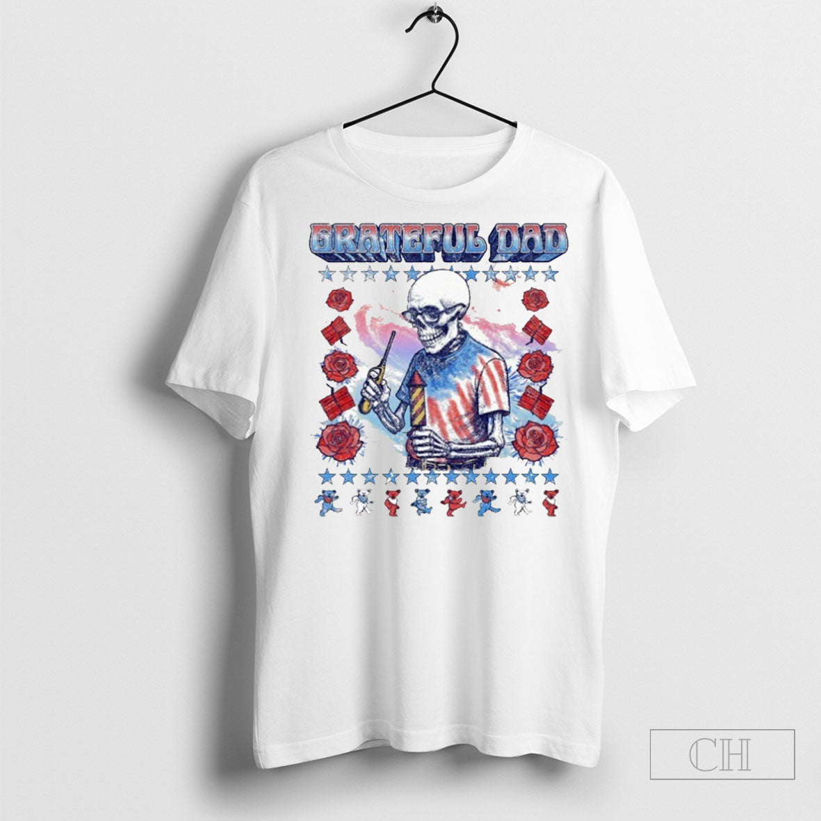 Grateful Dad 4th Of July American 2025 Bears Skeleton T Shirt