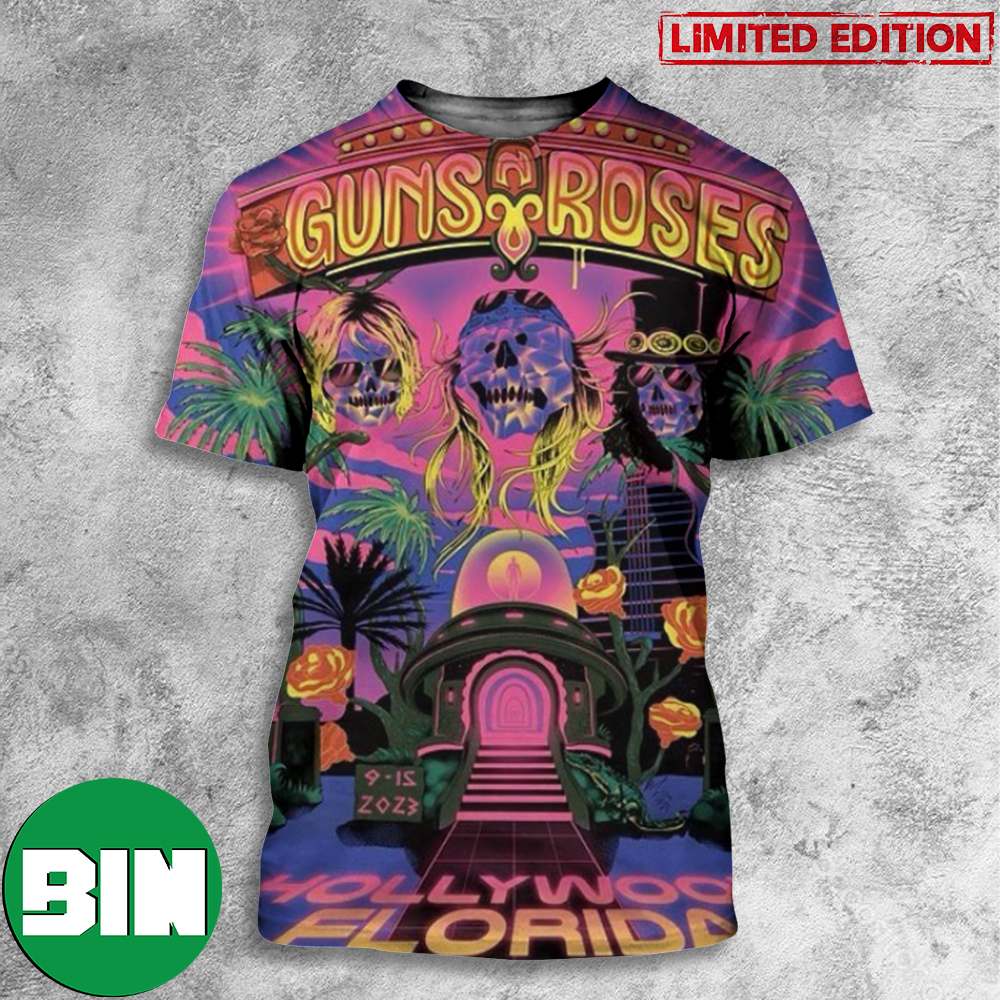 Guns N Roses Hollywood Florida North America Tour 2023 September 15 Poster All Over Print T-Shirts