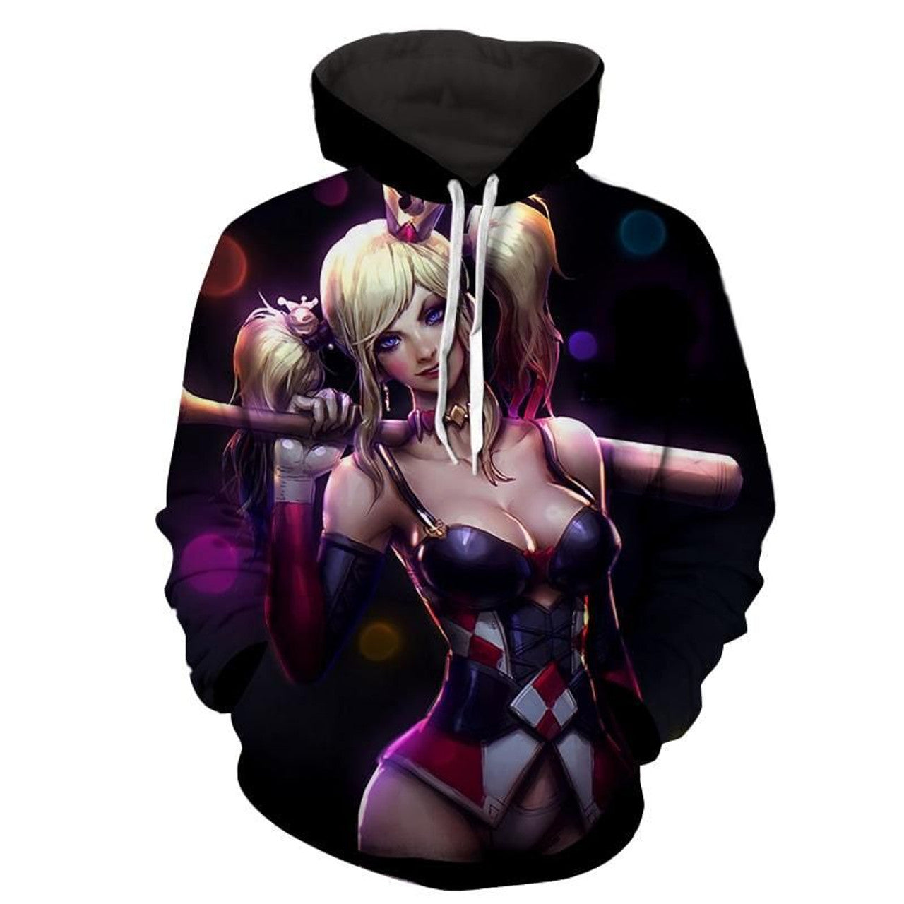 HickVibes Standing Harley Quinn Daring Costume Amazing A3877 3D Pullover Printed Over Unisex Hoodies
