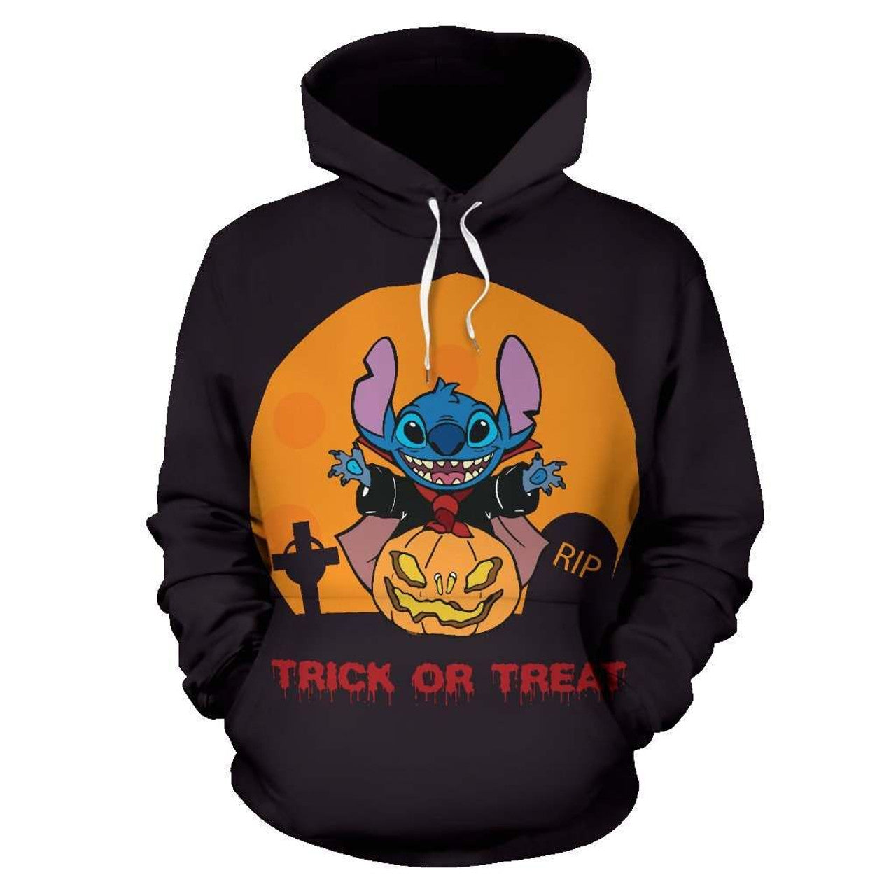 HickVibes Stitch Happy Halloween B664 3D Pullover Printed Over Unisex Hoodies