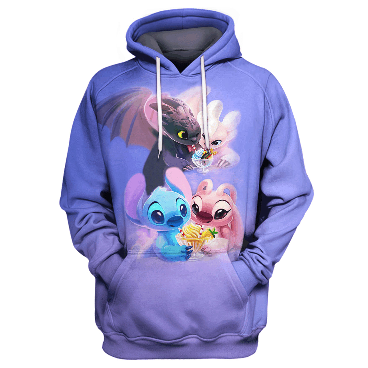 HickVibes Stitch Train Dragon B2839 3D Pullover Printed Over Unisex Hoodies