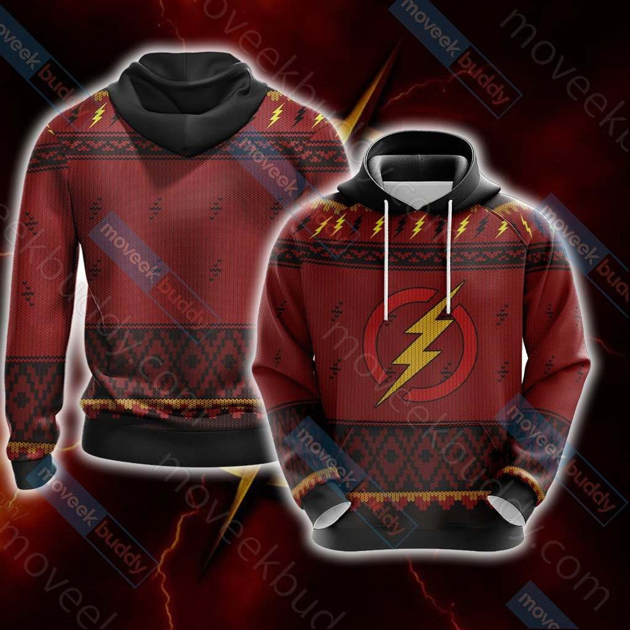 HickVibes The Flash Knitting Style A20 3D Pullover Printed Over Unisex Hoodies