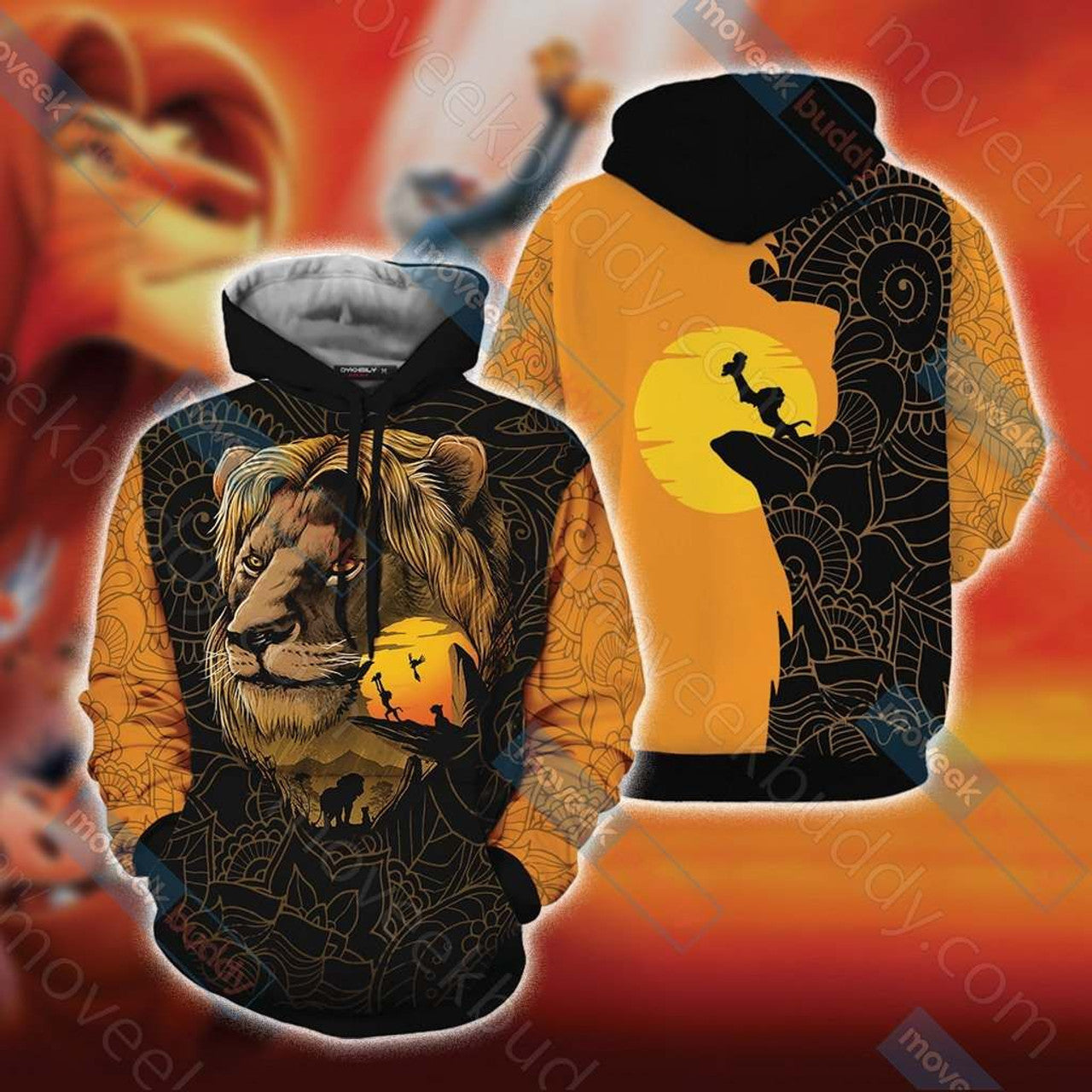 HickVibes The Lion King - King Of The Jungle A471 3D Pullover Printed Over Unisex Hoodies