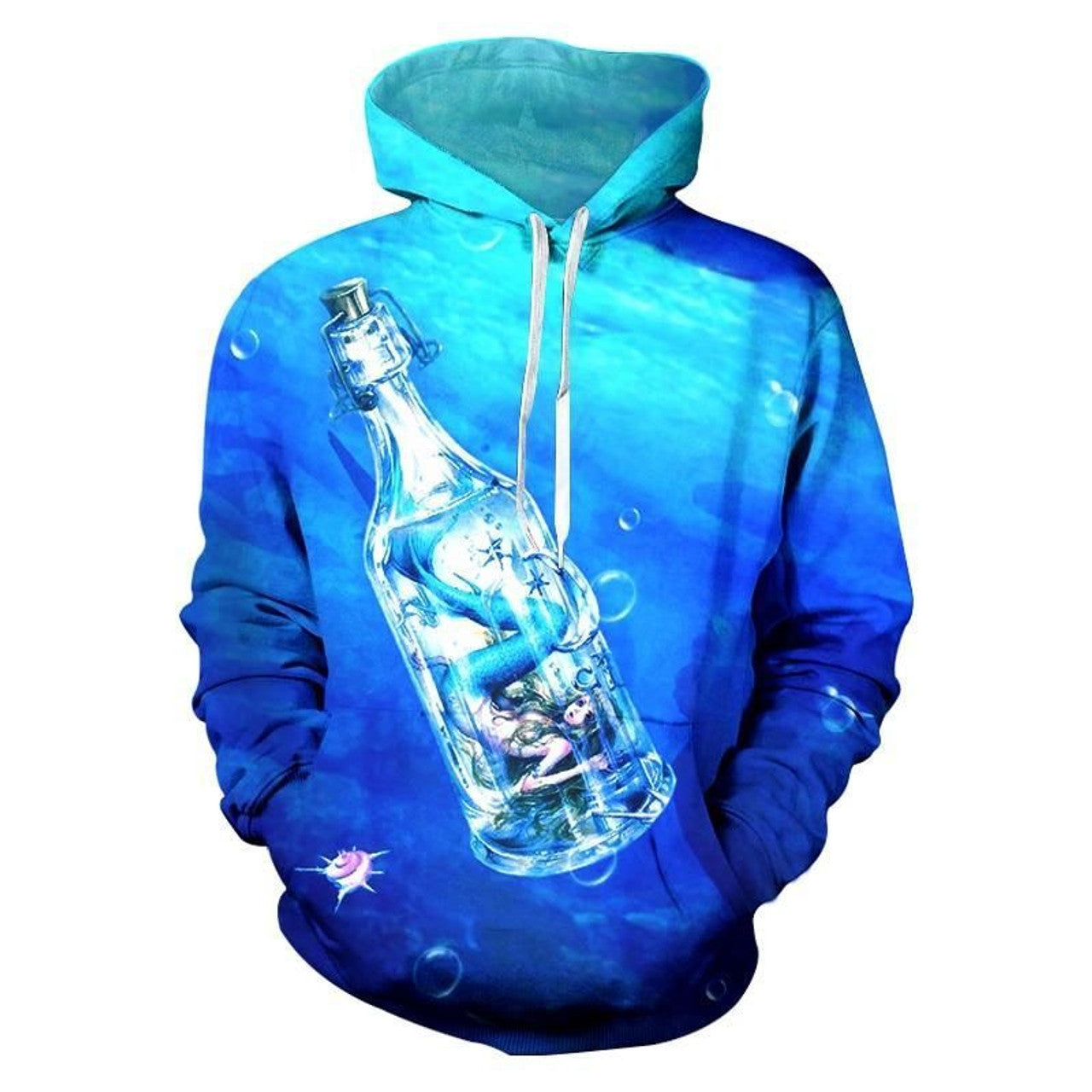 HickVibes The Mermaid In The Bottle Blue - Deep Sea Themed B1638 3D Pullover Printed Over Unisex Hoodies