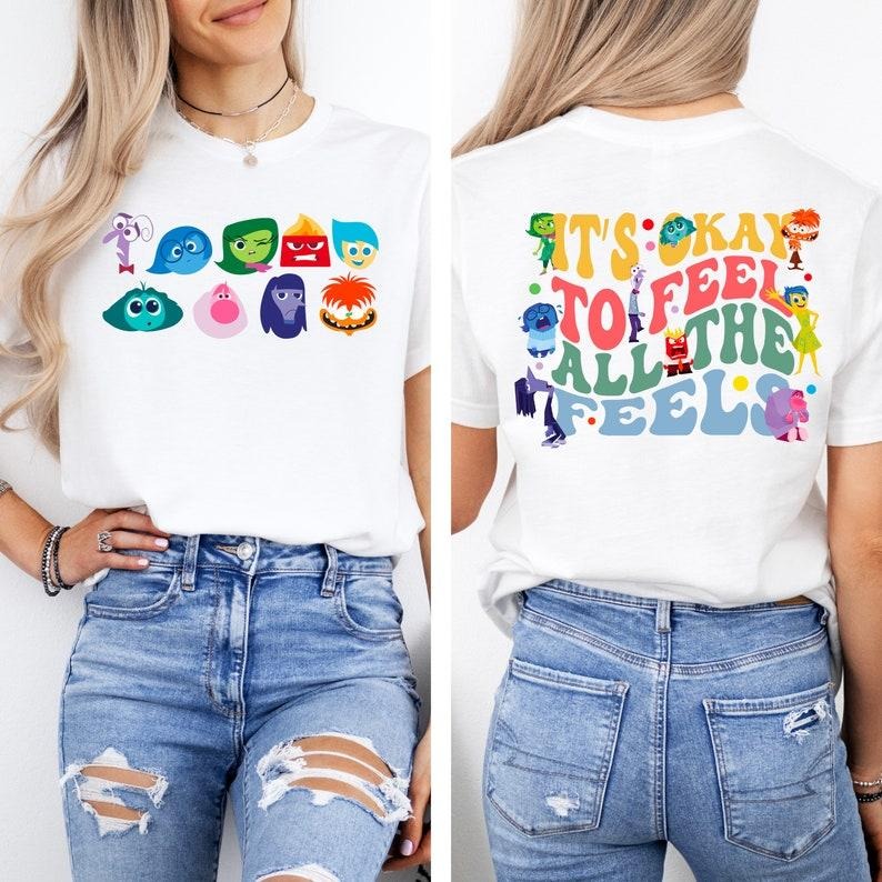 Inside Out It's Okay To Feel All The Feels Tshirt, Mental Health shirt, Inclusion Shirt, Speech Therapy Shirt, Para Shirt, Cute Trendy Tshirt Cotton