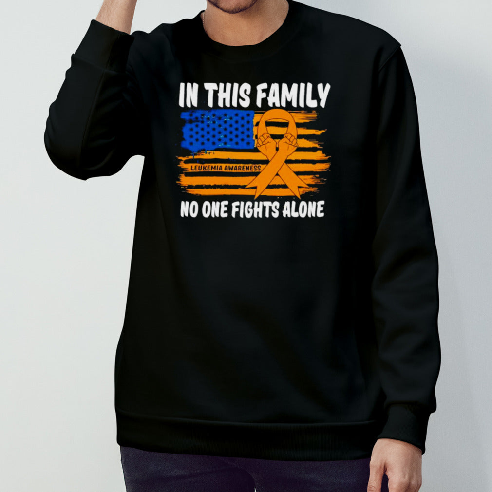 Leukemia awareness in this family no one fights alone USA flag shirts