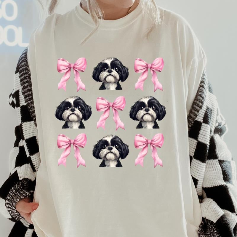 Lhasa Aspo with bows Shirt~ Unisex Apparel Relaxed Fit Printed In The USA Clothing Womenswear Casual Comfort Cotton Top Athletic Boho Chic