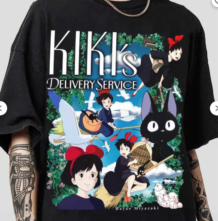Lovely Kiki's Delivery Service Shirt, Kiki and Jiji Ghibli Tee, Anime Manga Shirt, Gifts For Him, Gifts For Her
