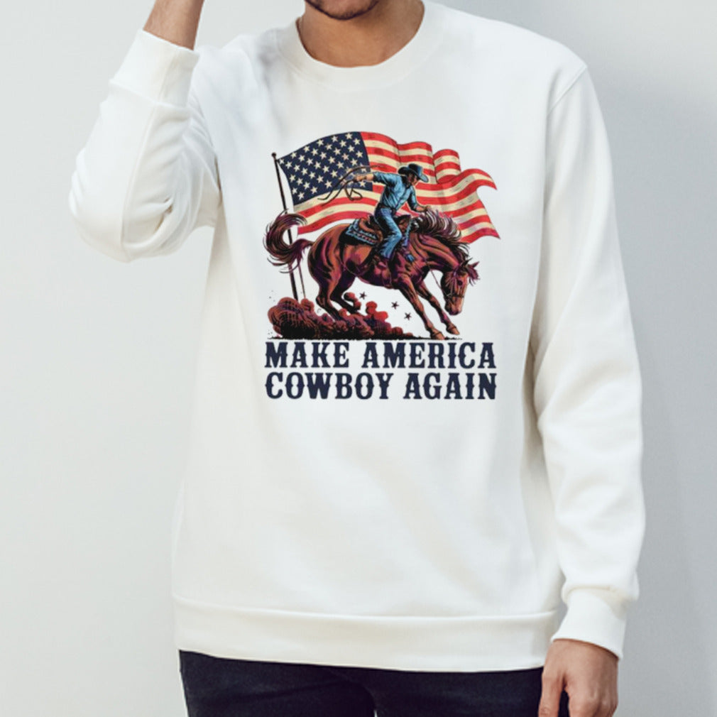 Make America Cowboy Again Independence Day USA Flag shirt