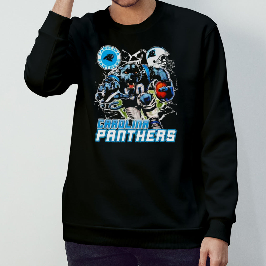 Mascot Breaking Through Wall Carolina Panthers Vintage Shirts
