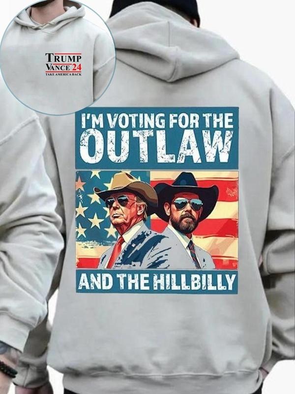 Men's Letter Graphic Hoodie, Casual Regular Fit Long Sleeve Hooded Sweatshirt for Fall & Winter, Men's Top for Daily Wear