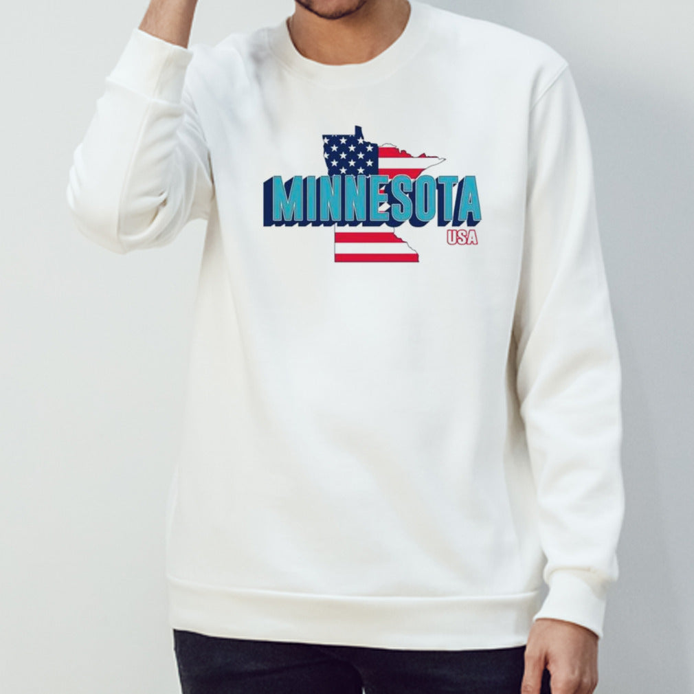 Minnesota map USA flag shirts