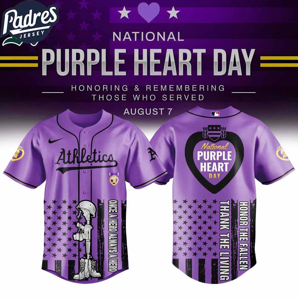 Oakland Athletics MLB X Purple Heart Day Personalized Baseball Jersey - Padres Jersey Oasis: Elevate Your Baseball Style Game