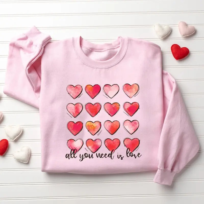 Retro Heart Valentines Sweatshirt, Womens Valentine Sweatshirt, Teacher Valentine Unisex Crewneck Sweatshirt & Shirt