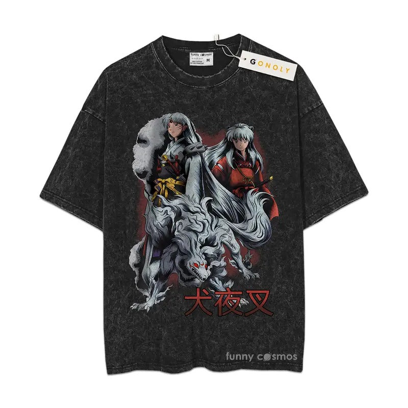 Sesshomaru Sweatshirt, Inuyasha Sweatshirt, Anime Sweatshirt, Vintage Sweatshirt Basic Mineral Wash TShirt