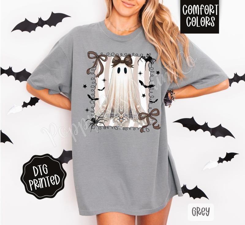 Spider Ghost Comfort Colors, Trendy Women's Halloween Tshirt