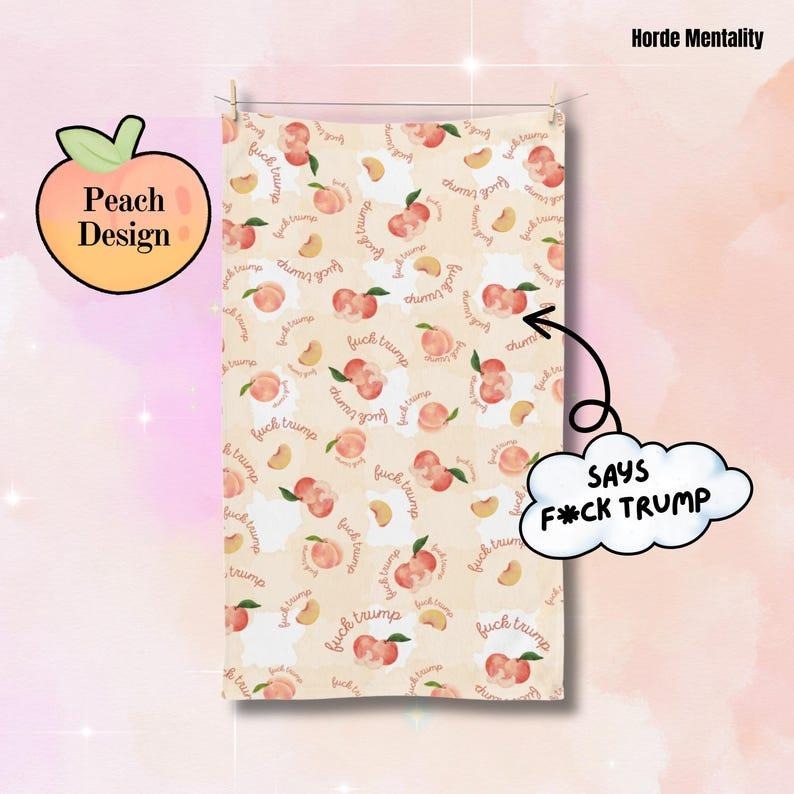 Subtle AntiTrump Hand Towel F*ck Trump Peach Hand Towel Funny Political Home Decor Political Hand Towel Anti Fascist Home Decor Liberal Gift