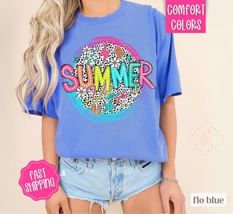 Summer Vibes Shirt Comfort Colors, Summer Shirt, Oversized Graphic Tshirt, Beach Shirt