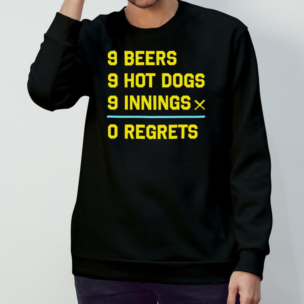 Tampa Bay Baseball 9 beers 9 hot 9 dogs innings 0 regrets shirt