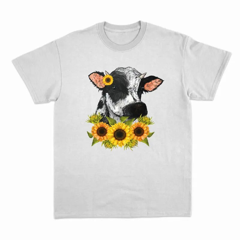 Unisex Sunflower Cow T-Shirt , Sweatshirt and Hoodie