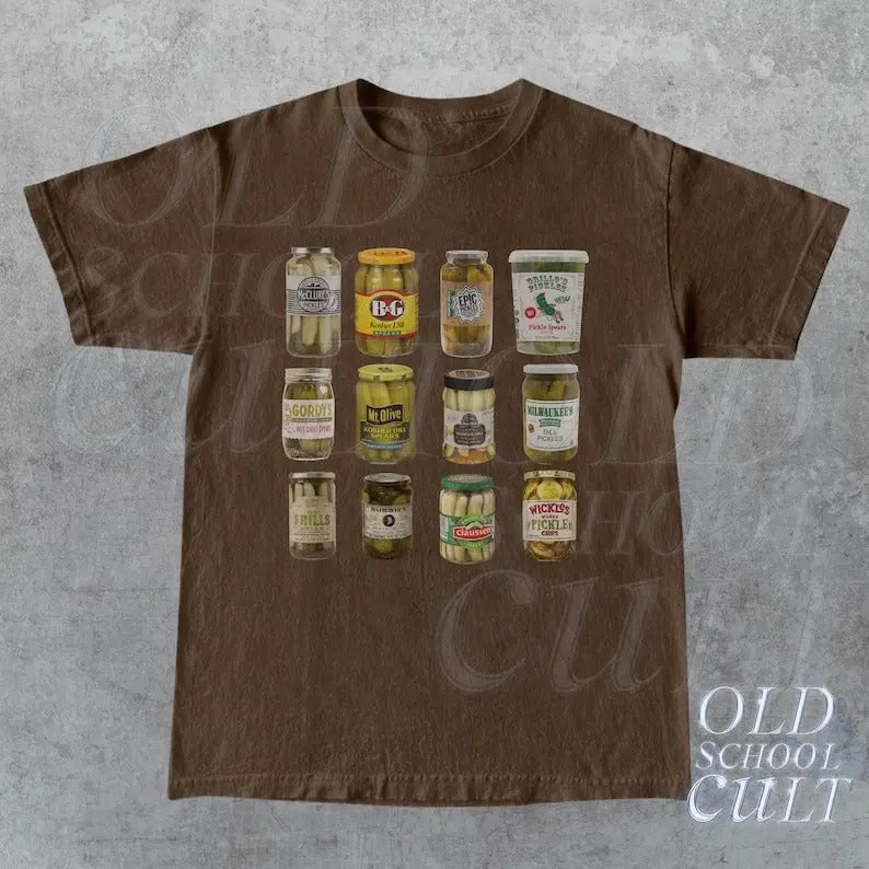 Vintage Canned Pickles 90s T-Shirt, Retro Pickle Graphic Shirt, Pickle Lovers Shirt, Y2k Aesthetic Shirt, Oversized Unisex Shirt, 2000s Tee