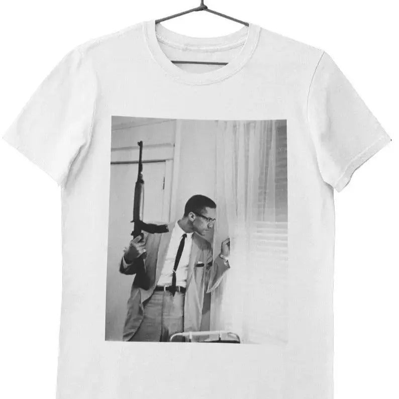 Vintage Malcolm Picture Retro White Unisex T-shirt, Vintage Tee Politics Black History Shirt, Men's Tshirt, Classic Menswear, Heavy Cotton
