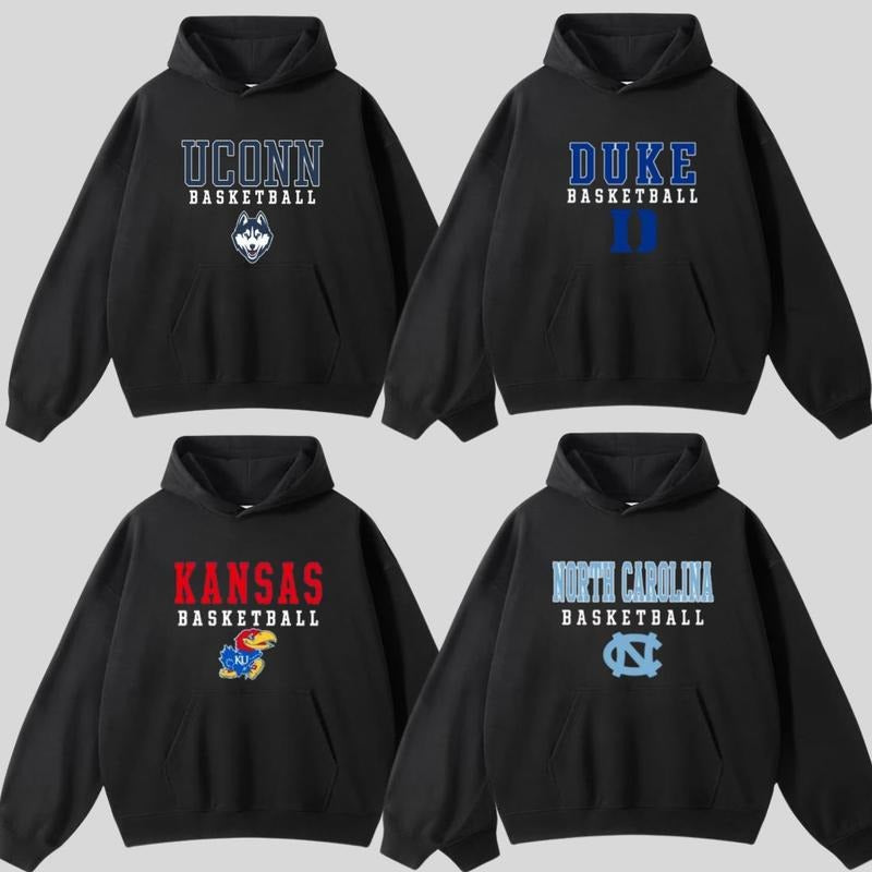 Vintage NCAA College Basketball Hoodie Classic Unisex Streetwear Tee 100% Cotton Graphic Crew Neck Short Sleeve Fitted Machine Washable