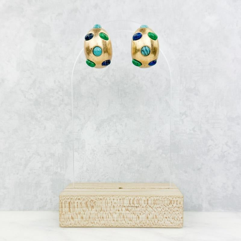 Vintage Stone Hoop Earrings