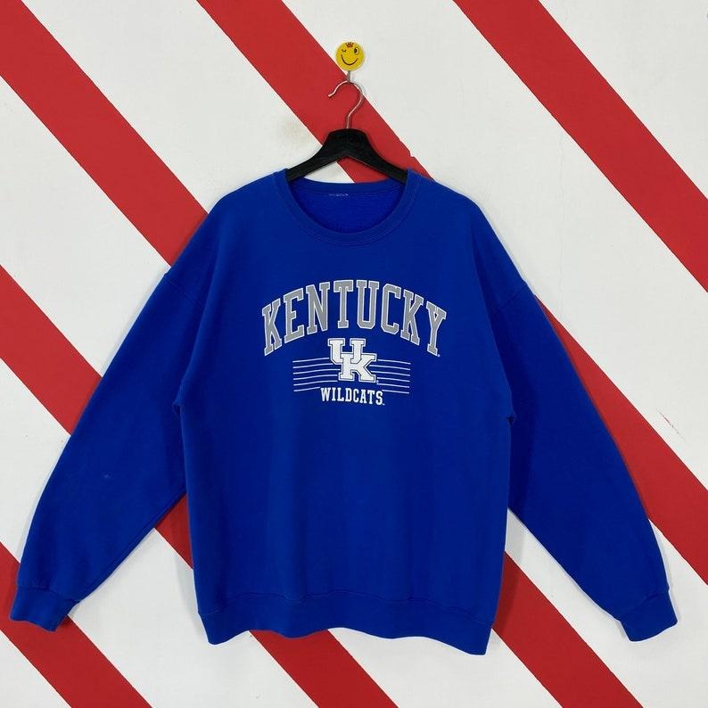 Vintage University Kentucky Sweatshirt Kentucky Crewneck Kentucky Wildcats Sweater Pullover Kentucky Wildcats Print Logo Cotton Menswear
