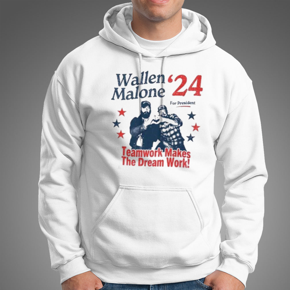Wallen Malone 2024 For President Funny 24 Election Graphic Tee Vintage Inspired Humor Concert Music Shirt