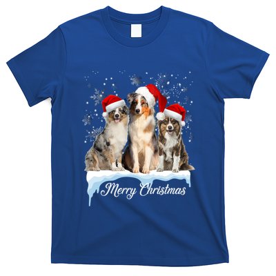 Australian Shepherd Santa Hat Funny Christmas Aussie Mom Gift T-Shirt
