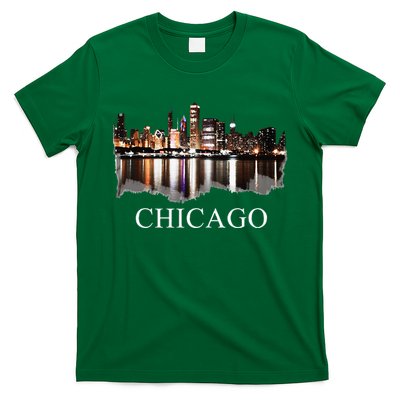 Chicago City Skyline Lights At Night Chicago Illinois USA T-Shirt