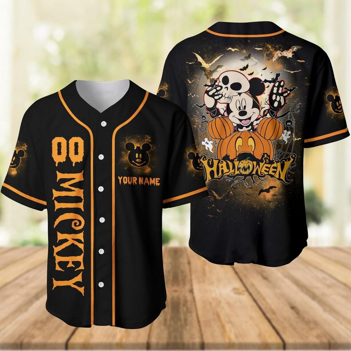 Custom Name Mickey Mouse Halloween Baseball Jersey