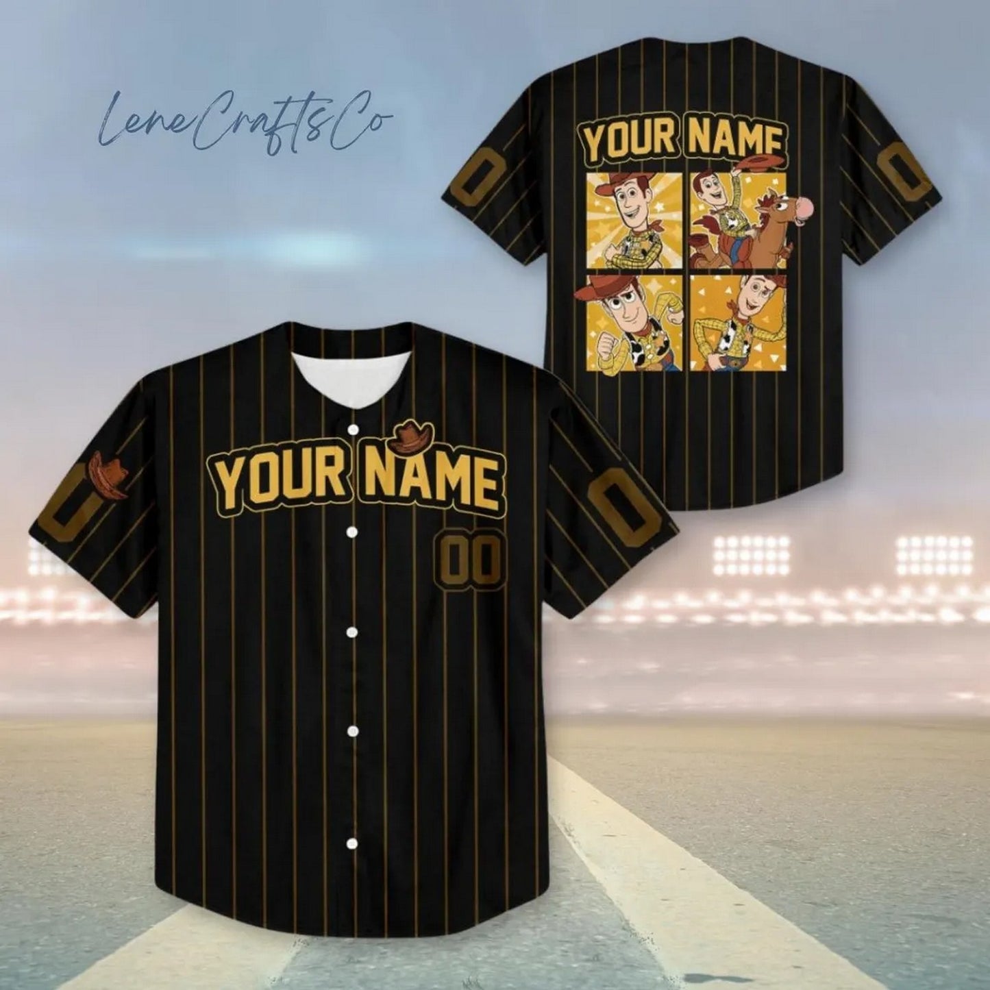 Custom Name Toy Story Woody Black Baseball Jersey