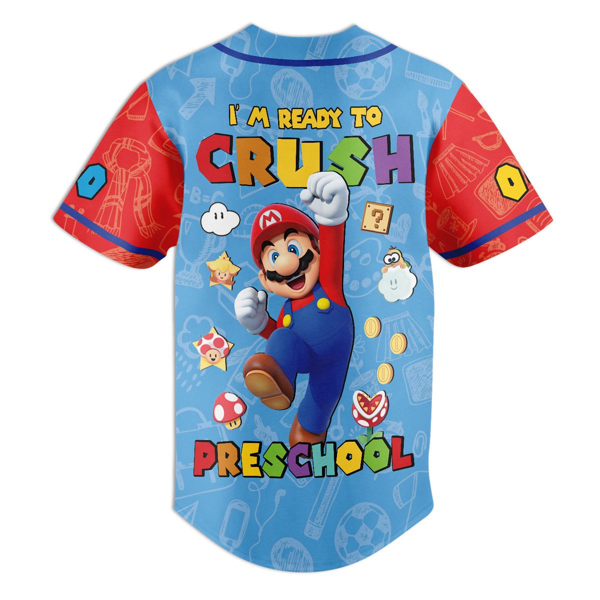 Custom Name & Number Baseball Jersey Funny Super Mario